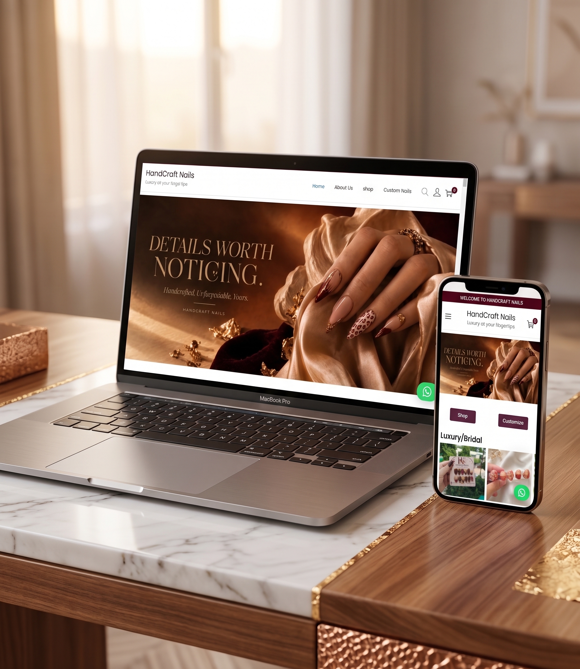 Handcraft Nails online shopping website showcase